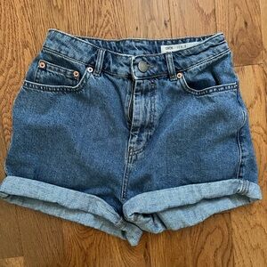 ASOS Blue Jean Shorts Distressed High-Waisted